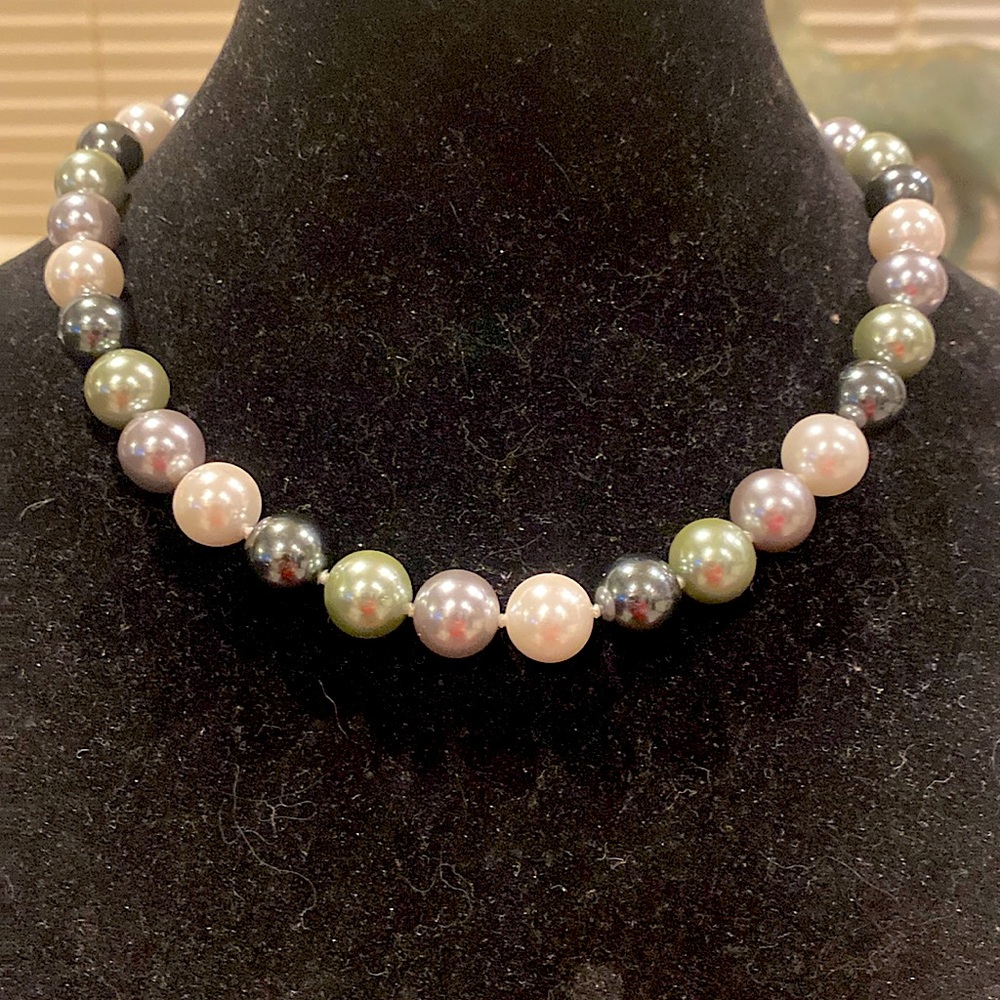 Lucas  Lameth Glass Beaded Necklace. 925 on the Clasp